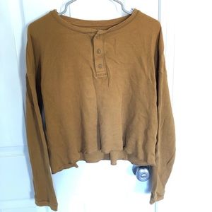 Everlane Cropped Waffle Knit Henley